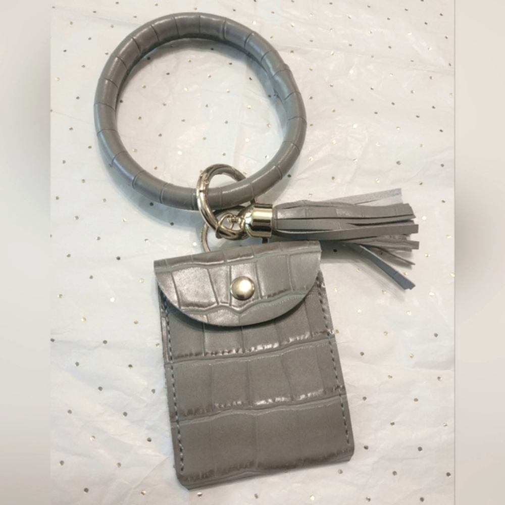 Gray/Taupe Cardholder Keychain Bracelet